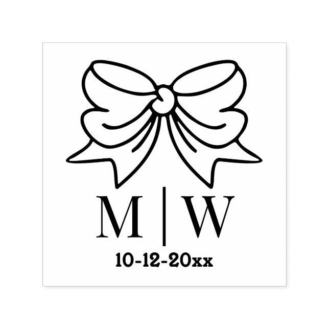 Elegantes Bow Ribbon #4 Wedding Couple Initials Da Permastempel (Design)