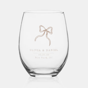 Elegantes Bow Wedding Beige Fevor Glass Weinglas Ohne Stiel