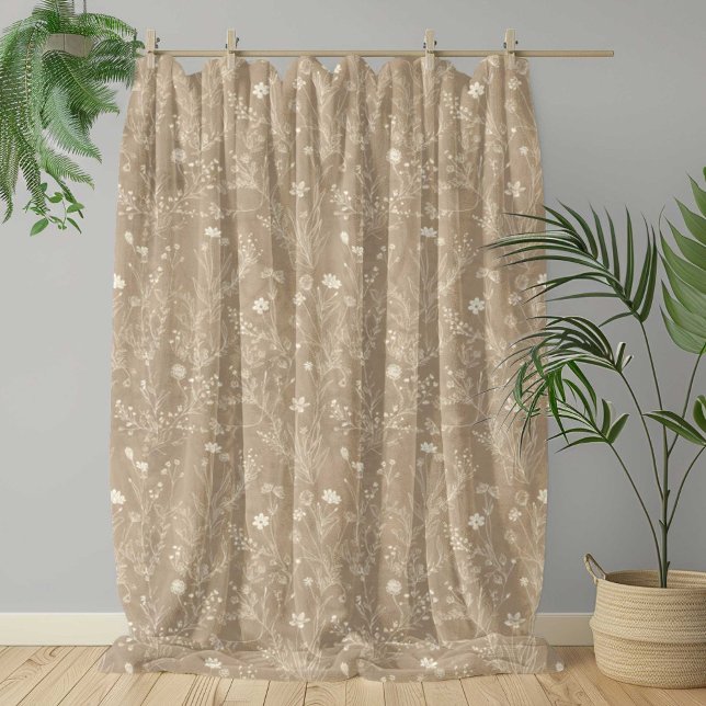 Elegantes Braun Beige Floral Fleecedecke (Von Creator hochgeladen)