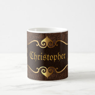 Elegantes Braun mit goldenem Rahmen Kaffeetasse