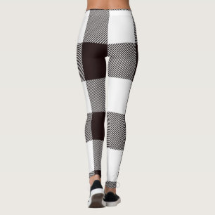 Elegantes Braun und Weiß Kariert Leggings