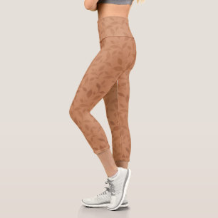 Elegantes braunes Abstraktes Herbstleaves-Muster Capri Leggings
