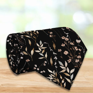 Elegantes braunes Blumen-Blumen-Botanik-Muster Krawatte
