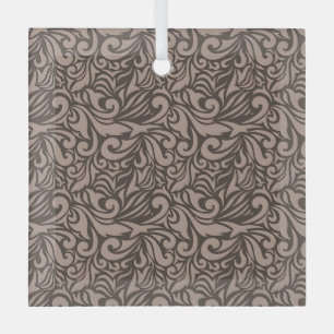 Elegantes braunes Blumenmuster auf hellem rosa Hin Ornament Aus Glas