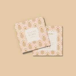 Elegantes braunes Blumenmuster Quadratische Visitenkarte
