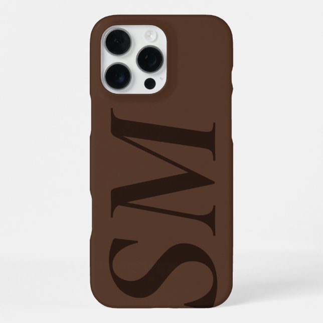 Elegantes braunes fettes initiales Monogramm iPhone Hülle (Rückseite)