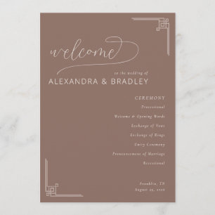 Elegantes braunes geometrisches Hochzeitsprogramm Programm