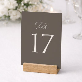 Elegantes Braunes Hochzeitstisch Nummer Dankeskarte