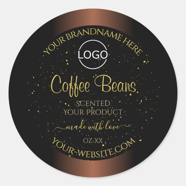 Elegantes braunes Label Gold Soft Glitzer Logo Runder Aufkleber (Vorderseite)