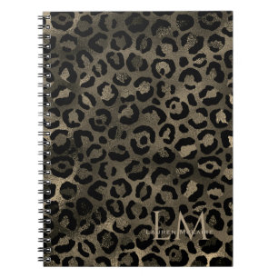 Elegantes braunes Leoparden-Monogramm-Notizbuch in Notizblock