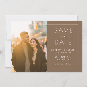Elegantes braunes minimalistisches Foto Save The Date