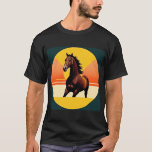 Elegantes braunes Pferd bei lebendigem Sonnenunter T-Shirt