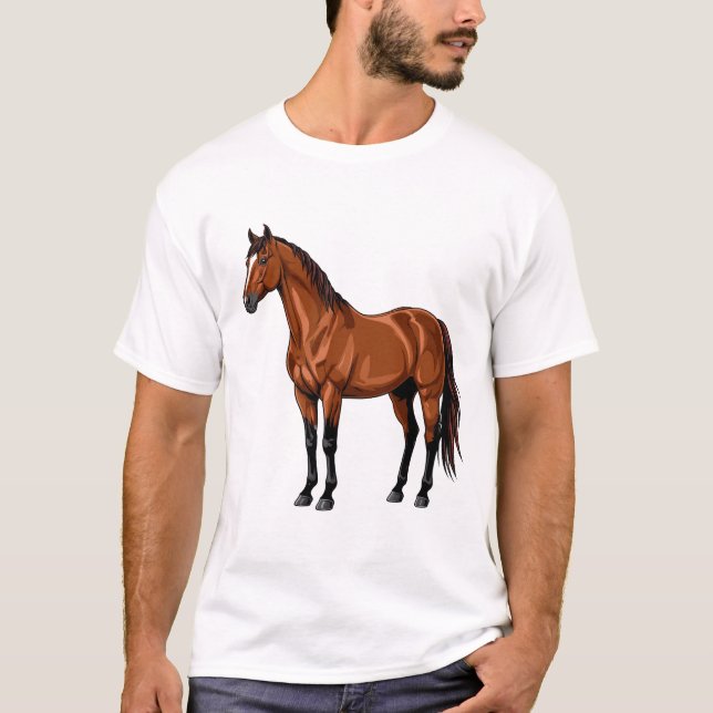 Elegantes braunes Pferd T-Shirt (Vorderseite)