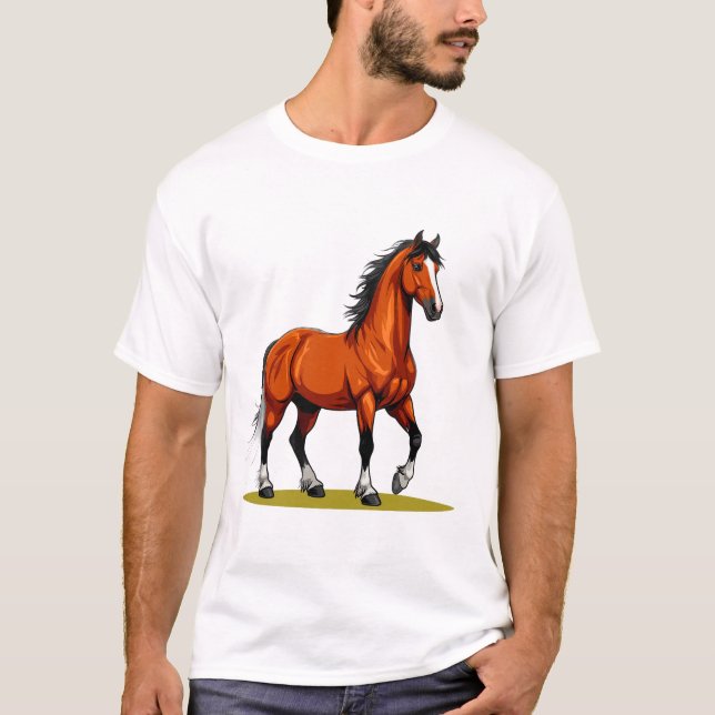 Elegantes braunes Pferd T-Shirt (Vorderseite)