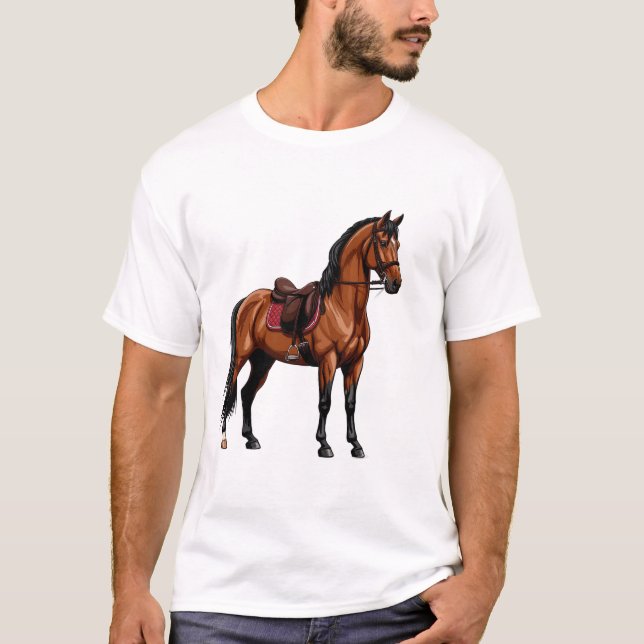 Elegantes braunes Pferd T-Shirt (Vorderseite)