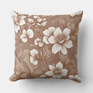 Elegantes braunes Rosenmuster Kissen