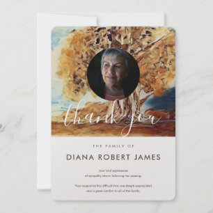 Elegantes braunes Rustikales Foto Beileid Dankeskarte