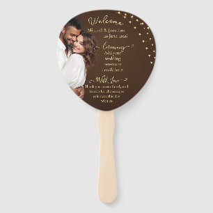 Elegantes Braunes und Lichterketten-Hochzeitsprogr Fächer