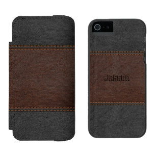 Elegantes braunes und schwarzes Vintage-Leder Incipio Watson™ iPhone 5 Geldbörsen Hülle
