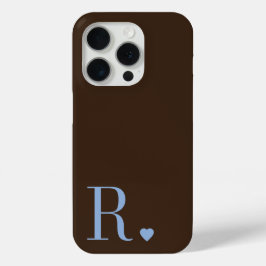 Elegantes braunes und staubblaues Monogramm-Initia Case-Mate iPhone Hülle