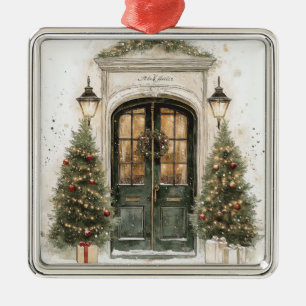 Elegantes braunes Weihnachtshaus-Tor Ornament Aus Metall