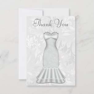 Elegantes Braut-Hochzeits-Kleid danken Ihnen Dankeskarte