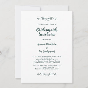 Elegantes Braut-Lunch Brautjungfern Smaragdgrün Einladung