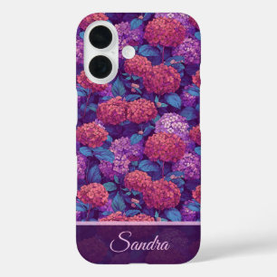 Elegantes Brautjungfern-Geschenk Hydrangeas Name iPhone 16 Hülle