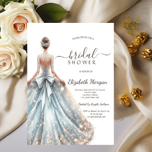 Elegantes Brautkleid Gold Glitter Brautparty Einladung