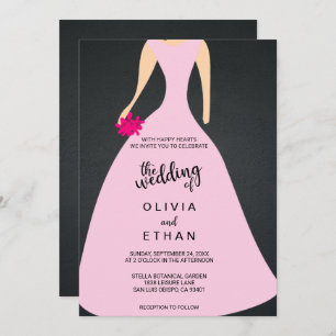 Elegantes Brautkleid mit schicker Rose Einladung z