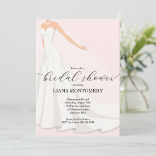 Elegantes Brautkleid Rosa Brautparty Einladung