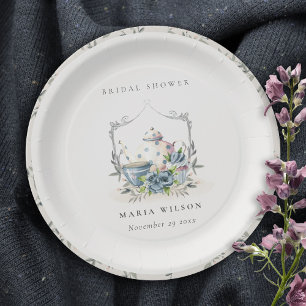 Elegantes Brautparty Aqua Blue Frische Pasta mache Pappteller