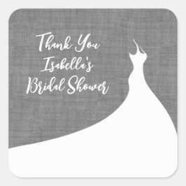 Elegantes Brautparty Aufkleber, graue Leinen Quadratischer Aufkleber