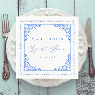 Elegantes Brautparty aus Blauem Tile Serviette