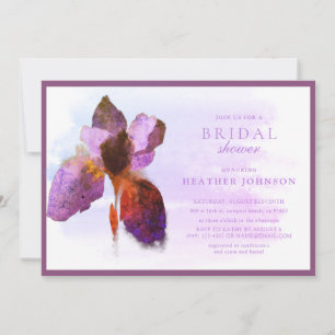 Elegantes Brautparty aus Gold und Lilac Iris Einladung