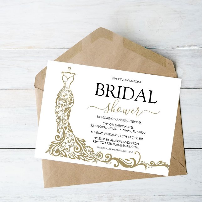 Elegantes Brautparty aus Weiß- und Goldenem Rock Einladung (Von Creator hochgeladen)