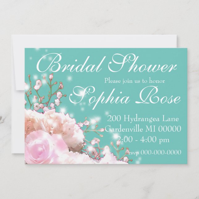 Elegantes Brautparty aus weißem Blumenhydrangeas Einladung (Vorderseite)