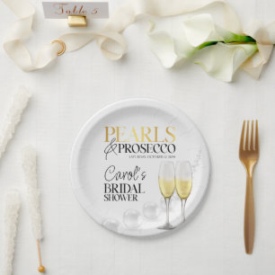 Elegantes Brautparty aus Weißem Gold Pappteller