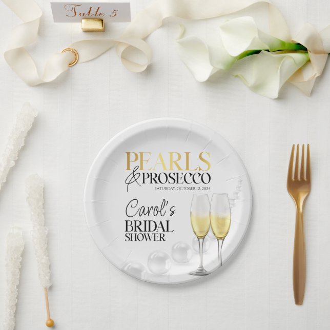 Elegantes Brautparty aus Weißem Gold Pappteller (Hochzeit)