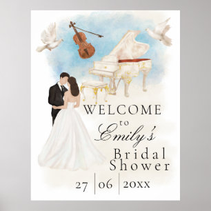 Elegantes Brautparty Braut und Bräutigam Klavier Poster