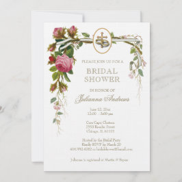 Elegantes Brautparty Christliche Rose Einladung