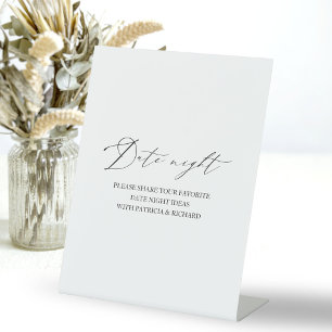 Elegantes Brautparty-Date-Night-Glas-Schild Sockelschild