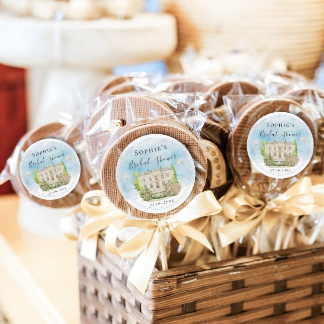 Elegantes Brautparty der Brunnen Tauben Blume Runder Aufkleber (Von Creator hochgeladen)