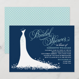 Elegantes Brautparty der Marine und Aqua Wedding G Einladung