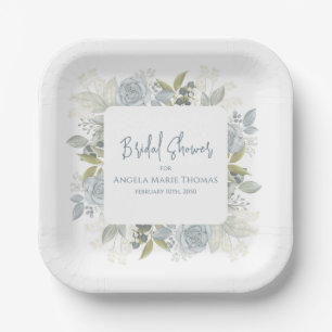 Elegantes Brautparty Dusty Blue Rose Pappteller