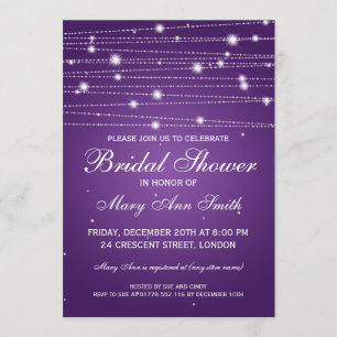 Elegantes Brautparty-funkelnde Linien lila Einladung