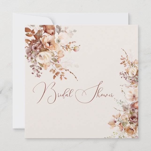 Elegantes Brautparty für einfache Blume Einladung (Vorderseite)