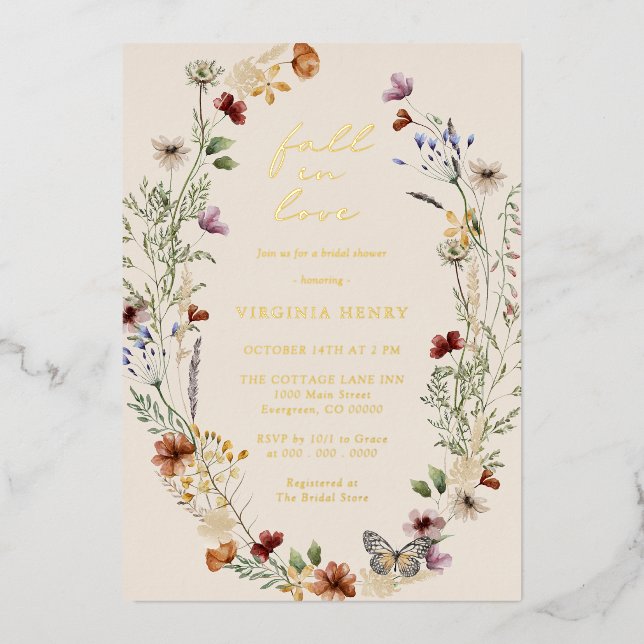 Elegantes Brautparty Gold Folieneinladung (Vorderseite)