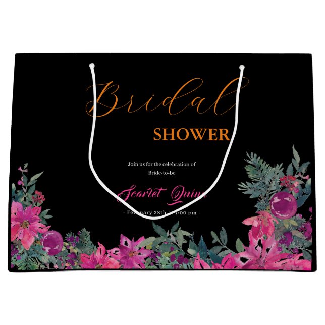 Elegantes Brautparty in Aquarellfarben, rosa und b Große Geschenktüte (Vorderseite)