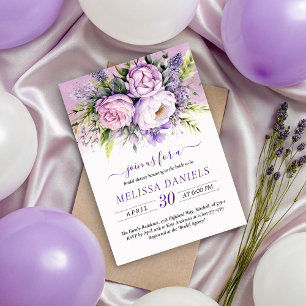 Elegantes Brautparty Lila & Rosa Garten Blume Einladung